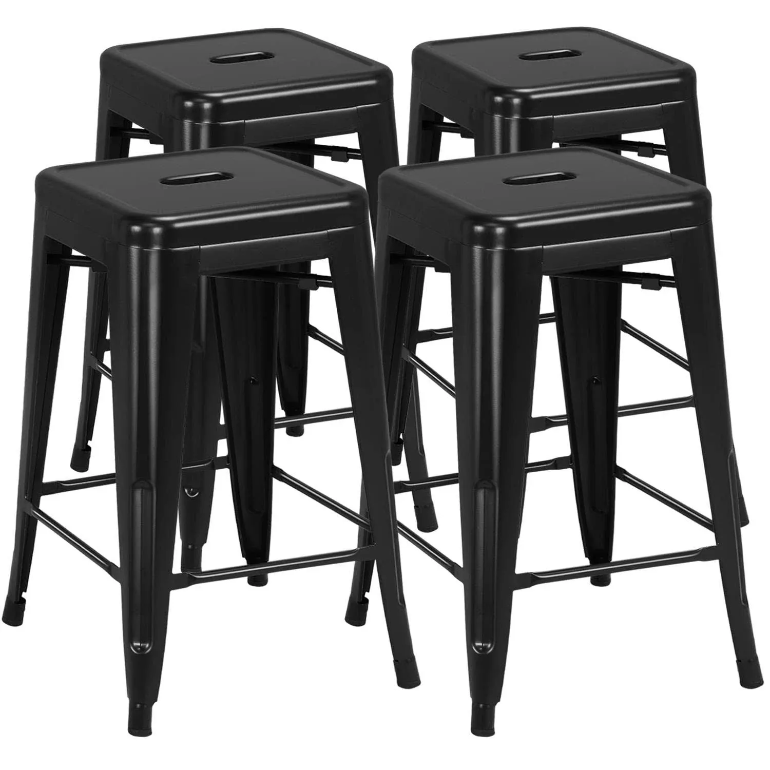 Set of 4 24" Stackable Backless Counter Height Stools