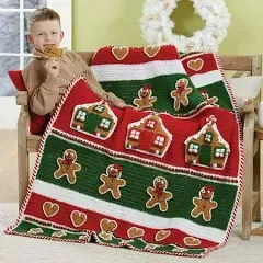 HerrschnersĀ® Jolly Gingerbread Afghan Crochet Yarn Kit