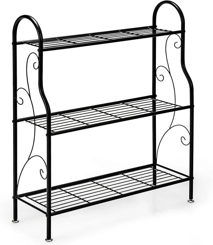 Costway 3-Tier Elegant Scrollwork Pattern Plant Stand