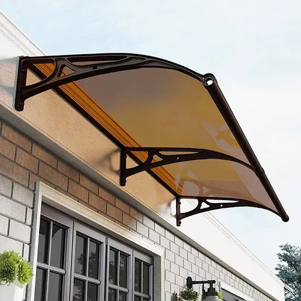 Gvcstxp Awning for Door Window Exterior with Aluminum Bracket, Front Door Overhang Awning with Black Bracket for Sun Shutter, UV, Rain and Snow Prote