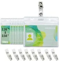SANJUGUAN 50 Pack Waterproof Resealable Badge Holder