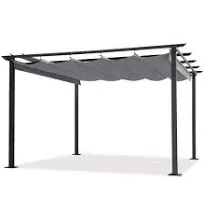 12 ft. x 12 ft. Aluminum Outdoor Pergola with Retractable Shade Canopy