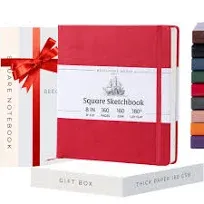 Art Sketch Book Square 156 Pages 8 x 8 inch Hardcover Leather Artist Sketchbo...