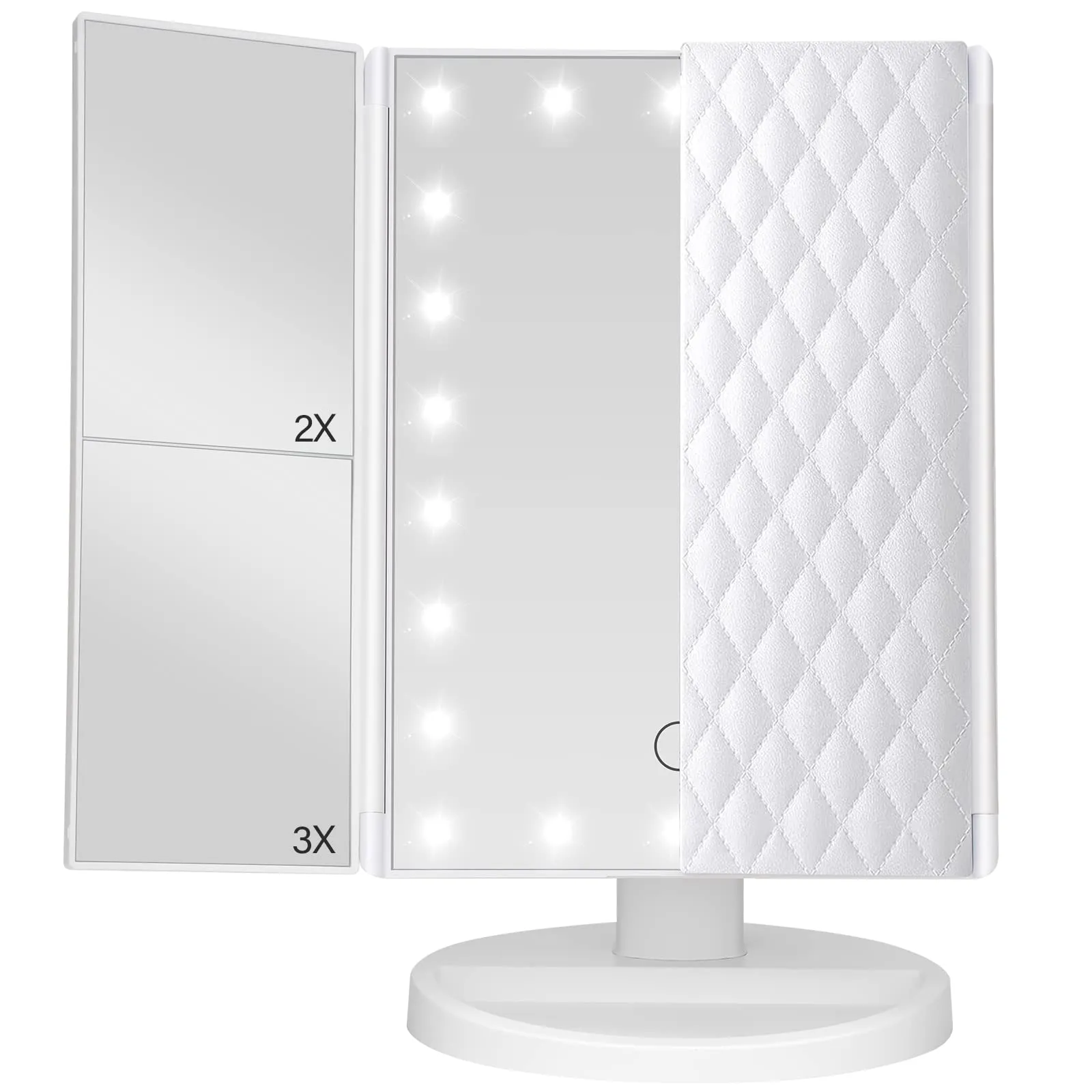 Trifold Vanity Mirror with Lights,<wbr/>Tabletop Mount Makeup Mirror with Light