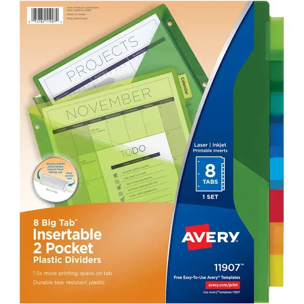 Avery Big Tab Pocket Insertable Plastic Dividers