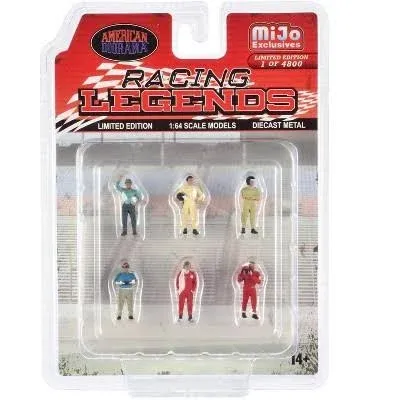 American Diorama 1/64 Diecast Set - Racing Legends (6 Driver Figures), 6 piece