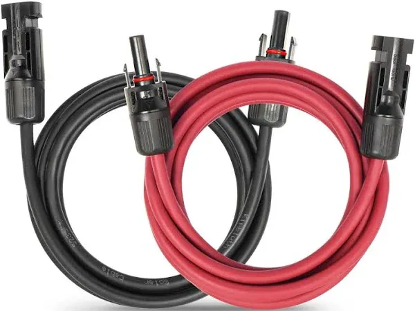 10 AWG Solar Extension Cable 100FT Black + 100FT Red, Ultra Solar Panel Wire ...