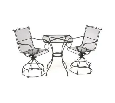 WOODARD, LLC RXTV-08BCT Uptown 3-Pc. Bistro / Balcony Set, Motion Chairs, Black Steel