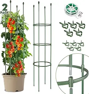 Vtuyet 2 Pack Tomato Cages for Garden Up to 55.5 Inch Adjustable Tall Tomato Plant Support Cage for Pots