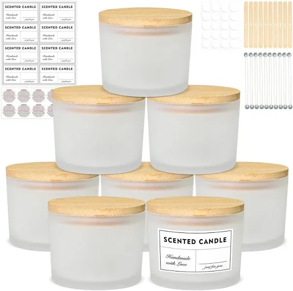 CONNOO 8 Pack 12 OZ Clear Glass Candle Jars