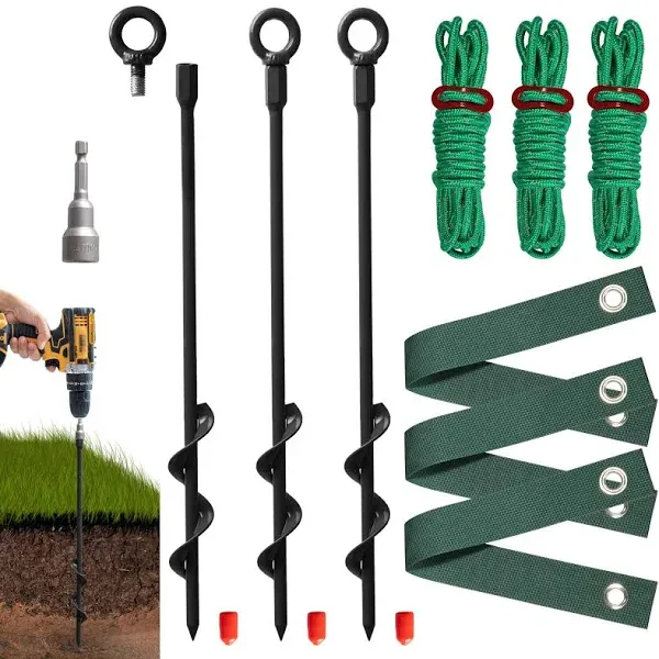 Heavy Duty 16” Tree Stakes and Supports for Young Trees Set of 3 Tree Stake K...