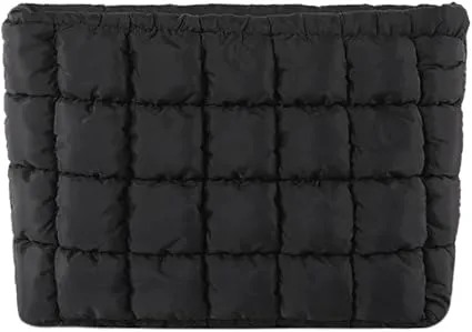 HICARRY Puffy Quilted Makeup Bag Cosmetic Bags Travel Cute Puffer Solid Toiletry Organizer Pouch Storage Clutch for Women