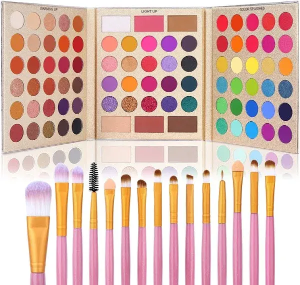 UCANBE 86 Colors Eyeshadow Palette with 15pcs Makeup Brushes Set