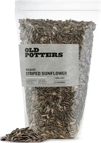 Old Potters Wildlife Striped Sunflower Seed for Wildlife Bird Feeding, Non-GMO and Usa Small Farm Grown
