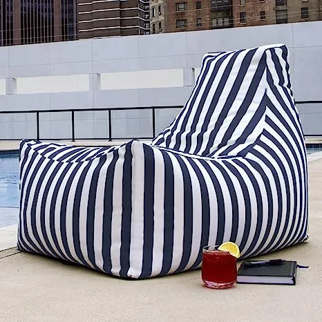 Jaxx Juniper Outdoor Bean Bag Patio Chair, Navy Stripes