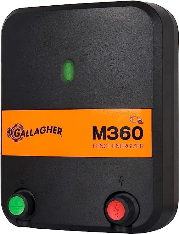 Gallagher M360 Electric Fence Charger | Powers Up to 55 Miles / 250 Acres of Clean Fence | 3.6 Joules, 110 Volt Energizer, Added Power Reserve | Unbeatable Reliability | Easy Installation