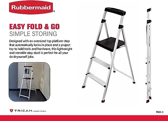 3-Step Aluminum Step Stool with 225 lb. Load Capacity Type II Duty Rating