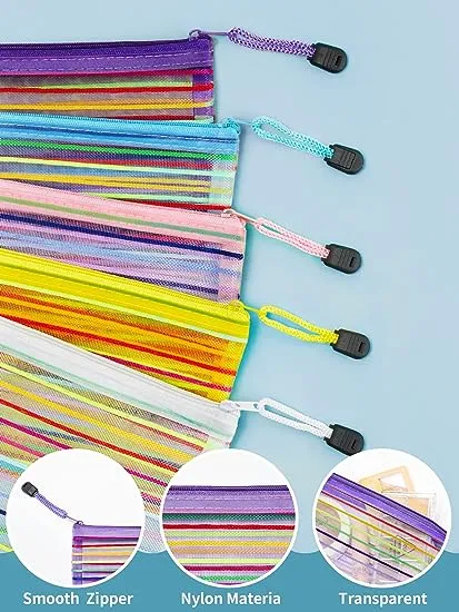 JARLINK 80 Pack Mesh Zipper Pouch, Pouch Bulk in 10 Colors, Multipurpose Storage Bags for Organizing Makeup Essentials, Travel Accessories, Office, School and Teacher Supplies