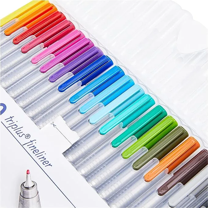 STAEDTLER triplus fineliner, 0.3mm metal-clad tip, ergonomic triangular barrel, for writing, drawing and coloring, set of 20 fineliners, 334 SB20STAEDTLER triplus fineliner, 0.3mm metal-clad tip, ergon…