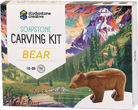 STUDIOSTONE CREATIVE DIY Arts & Crafts Carving Kit Kids Adults Bear Sculpture Soapstone