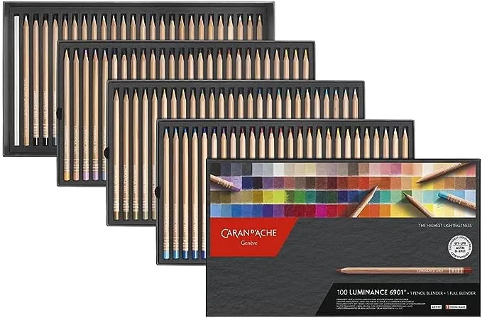 Caran d'Ache Luminance Box - 100 Assorted including 1 pencil blender, 1 full blender