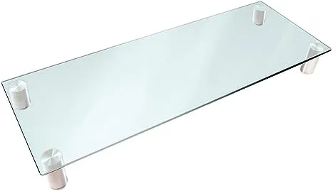 Monoprice Large Multimedia Desktop Monitor Stand, 30.8" x 11.0", Clear Glass