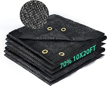 Kesfitt Garden 70% Shade Cloth, Resistant Sun Shade Net 10x20FT Mesh Tarp with HDPE Material and Reinforced Grommets Shade Trap for Greenhouse, Plant, Pergola, and Backyard Patio Sunshade