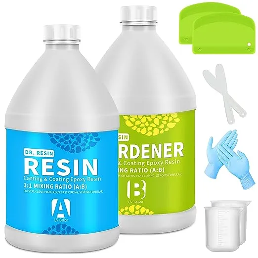 DR. RESIN Clear Epoxy Resin Kit Art Resin Kit 16 oz Jewelry Resin 2 Part Epoxy Resin with Measuring Cups Sticks Gloves