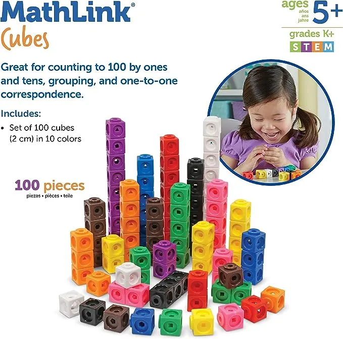 Learning Resources Mathlink Cubes Lernspielzeug, Lernwürfel, 100 Stück