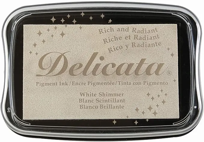 Tsukineko Delicata Pigment Ink Pad White Shimmer