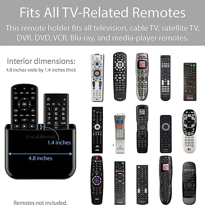 TotalMount Hole-Free Remote Holder – Eliminates Need to Drill Holes in Your Wall (for 2 or 3 Remote Controls – Black – Quantity 1)