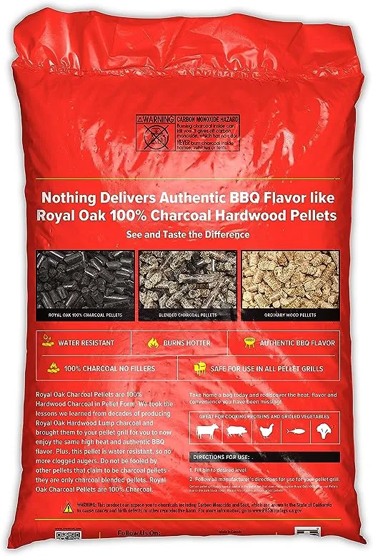 Royal Oak 100 Percent Hardwood Charcoal Pellets for Real BBQ Flavor, Grilling and Smoking, High Heat, Resists Water, Easy to Clean, 30 Pound Bag, Black