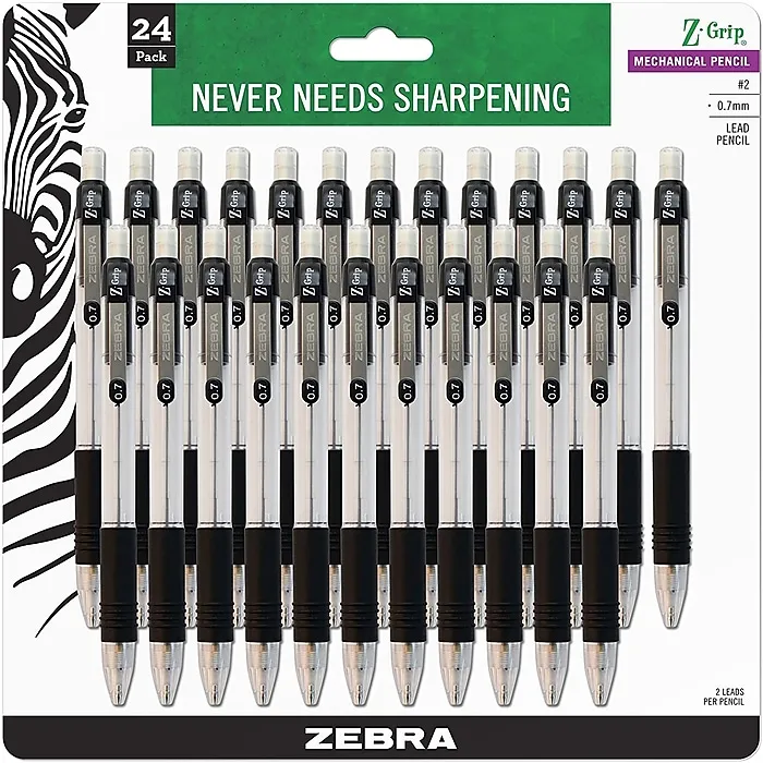 Zebra Z-Grip Mechanical Pencil, 0.7mm, #2 Medium Lead, 2 Dozen (15241)