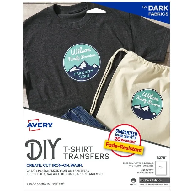 Avery Dark Fabric Transfers - 5 Count