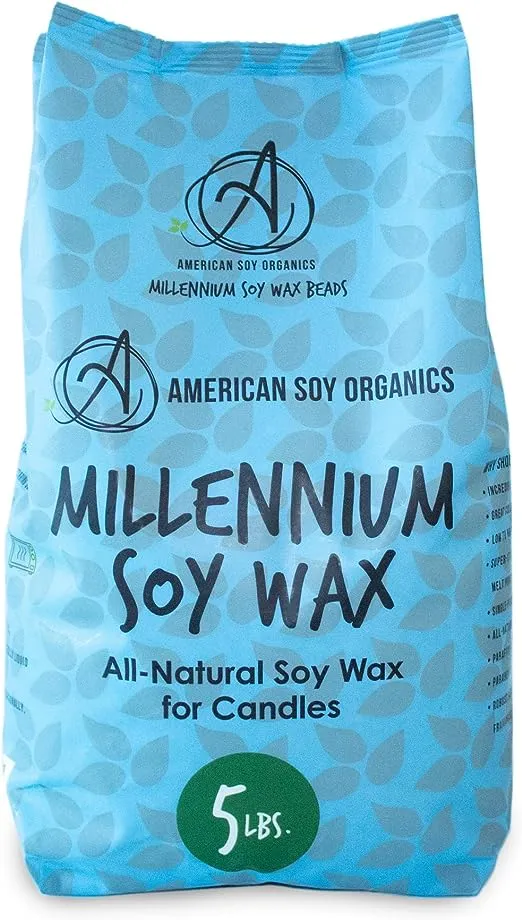 American Soy Organics - 5 lb Bag of Millennium Wax Natural Soy Wax for Candle MakingAmerican Soy Organics - 5 lb Bag of Millennium Wax Natural Soy Wax for Candle Making