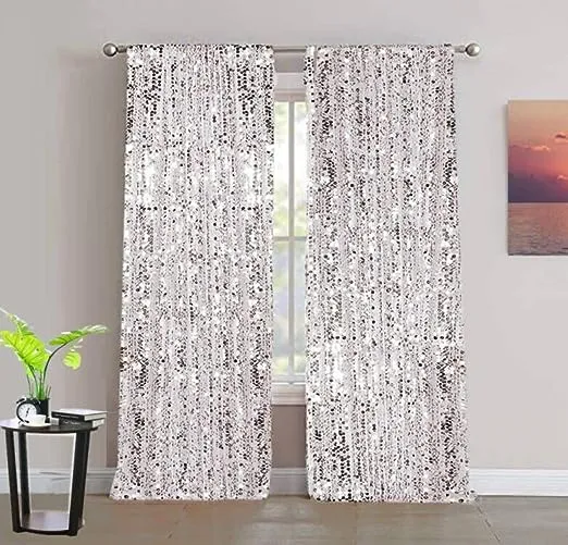 YCC 9FT x 9 FT Silver Big Payette Sequin Backdrop Drapes Curtains Panels -
