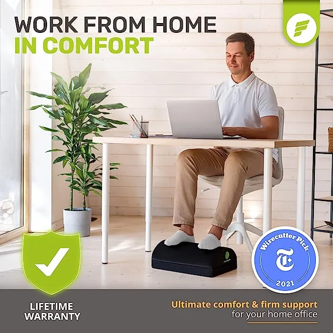 ErgoFoam Foot Rest for Under Desk at Work Chiropractor-Endorsed, 2in1 Adjustable Premium Under Desk Footrest Ergonomic Desk Foot Rest with High-Density, Compression-Resistant Velvet Soft Foam (Black)