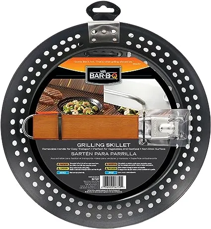 Mr. Bar-B-Q 06750X Heavy Duty Non-Stick Grilling Skillet | Rust Resistant Grill Pan with Handles | Easy to Use Grilling Accessories | Non-Stick Surface | Great for Seafood & Vegetables
