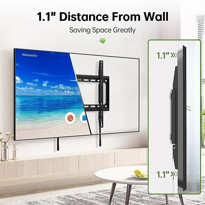USX MOUNT Fixed TV Wall Mount with Low Profile for Most 26-60 Inch LED, LCD and Flat Screen TVs, TV Mount Bracket with VESA Up to 400x400mm and Weight Capacity 99lbs,and Space Saving TV Bracket