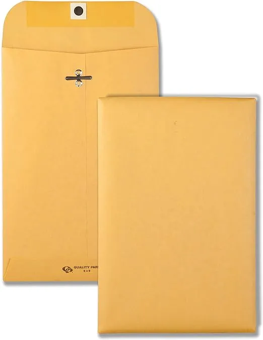 Quality Park Clasp Envelope 6 x 9 28lb Brown Kraft 100/Box
