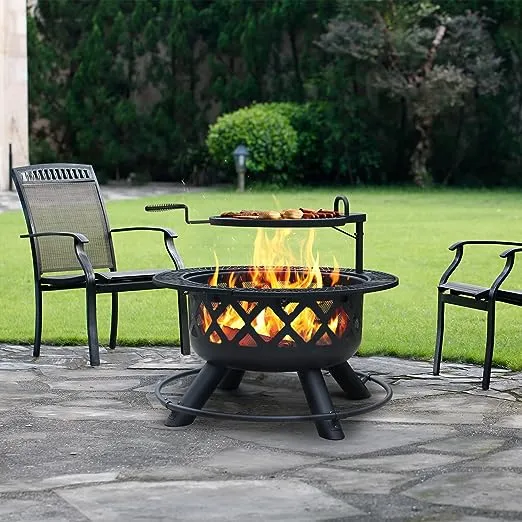 Wood Burning Fire Pit with Grill 32"
