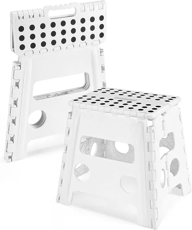 Dyforce Non-Slip Folding Step Stool - 13 inch Height Heavy Duty Foldable Stool for Adults Kids, Plastic Step Stool Camping Stepping Stool - WhiteDyforce Non-Slip Folding Step Stool - 13 inch Height Heavy Duty Foldable Stool for Adults Kids, Plastic Step