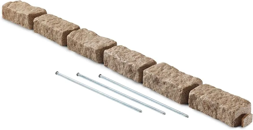 Beuta DIY No Dig Faux Stone Landscape Edging w/Anchoring Spikes, Flexible Brick-Sized Border for Driveways Yards Trees or Gardens, Each 6-Brick Section 47.5" L x 2.25" H x 3.75" W GreystoneBeuta DIY No Dig Faux Stone Landscape Edging w/Anchor…