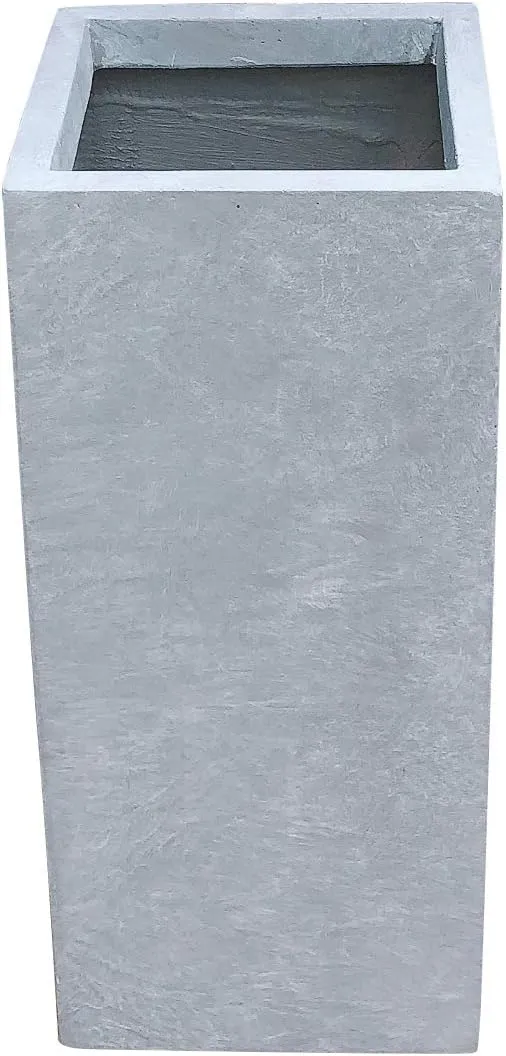 Kante 20 in. Tall Slate Gray Lightweight Concrete Rectangle Modern Outdoor Planter