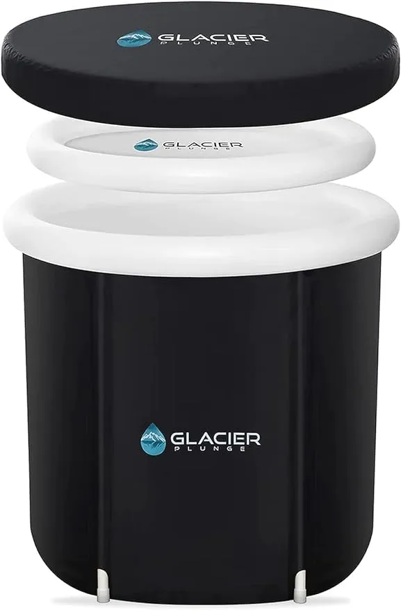 Glacier Plunge Portable Ice Bath Tub for Athletes: 85 Gallons of Recovery, Multi-Layered, USA Owned with Carrying Case, Insulated Lid, and Cover -