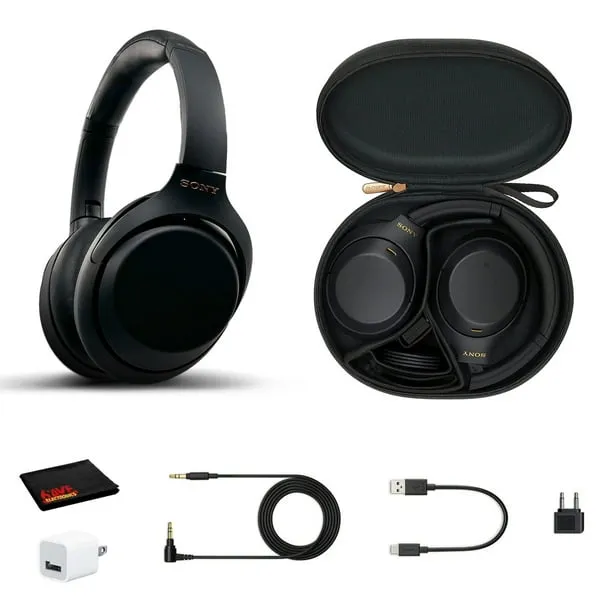 Sony WH-1000XM4 Wireless Bluetooth Noise Canceling Over-Ear Headphones (Black) with in-Ear Wireless Headphones Bundle - Portable, Long-Lasting Battery, Quick Charge, (2 Items)