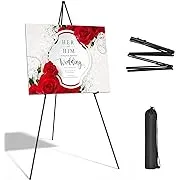 SunyesYo Display Black Easel Stand for Wedding Sign - Artist Instant Tripod Collapsible Portable Floor Easel for Posters- 63" Adjustable Easy Folding Metal Stand for Display Show, Arts, PaintingSunyesYo Display Black Easel Stand for Wedding Sign - Ar…