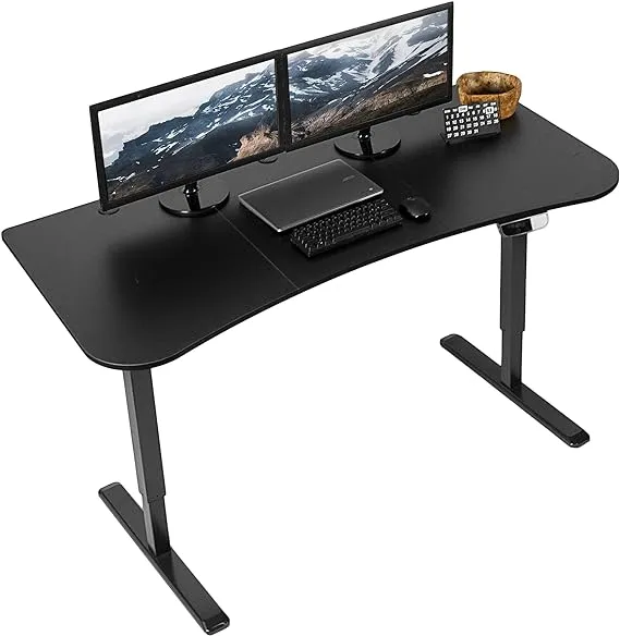 VIVO Black Electric Height Adjustable Stand Up Desk Frame with Table Top