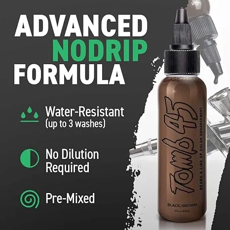 Tomb45 No Drip Beard & Line-Up Color Enhancement Brown/Black