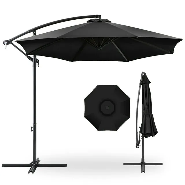 Best Choice Products 10ft Offset Hanging Outdoor Market Patio Umbrella w/ Easy Tilt Adjustment - Sky Blue